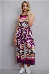 MADE IN ITALY PURPLE MULTI-COLOURED PRINTED JUMPSUIT