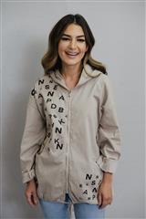 MADE IN ITALY BEIGE ALPHABET PRINTED JACKET