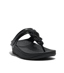 FIT FLOP BLACK FINO CRYSTAL CORD SANDALS