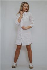 JOLIE ANNIE WHITE LINEN SHIRT DRESS