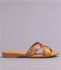 FROGGIE MUSTARD LEATHER CROSS MULE