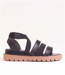FROGGIE BLACK STRAPPY WEDGE SANDAL - 12304 