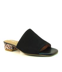 FROGGIE BLACK SLIP ON BLOCK HEEL MULE - 12413 