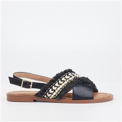 VIA BEACH BLACK ATHENA1 SANDAL 