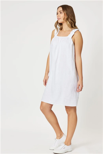 GORDON SMITH WHITE RUCHED LINEN DRESS | Rosella - Style inspired by ...