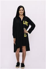 MADE IN ITALY BLACK SEQUENCE LOVE SHIRT DRESS