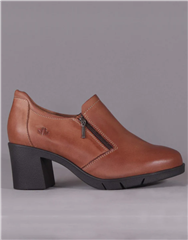 FROGGIE WHISKEY LEATHER CHUNKY HIGH-CUT SHOE WITH THE ZIP