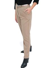 ROSELLA BEIGE TAPERED PLEATED RELAXED PANTS WITH BELT
