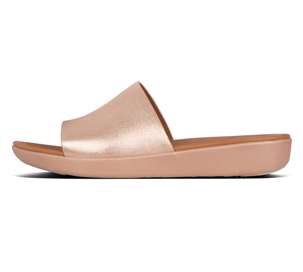 fitflop sola leather slides rose gold