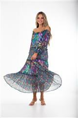 CALYPSO IRIS SWIRL SHEER MAXI TIER DRESS