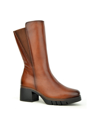 PAULA URBAN TAN ELASTIC GUSSET MID-CALF BOOTS