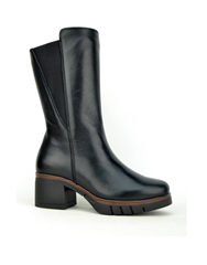 PU ELASTIC BLACK GUSSET MID-CALF BOOTS