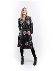 JOLIE BLACK AND ROSE PRINT COAT