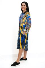 ROSELLA BLUE MULTICOLOUR COTTON PRINTED DRESS