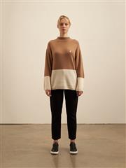 POLO CAMEL COLOUR BLOCK LONG SLEEVE JUMPER