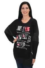 ROSELLA BLACK AND RED ALL AROUND PRINTED TOP