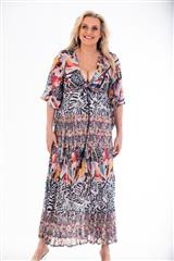 CALYPSO MULTICOLOURED SHEER MAXI DRESS