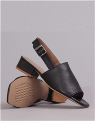 FROGGIE BLACK SQUARE-TOE BLOCK HEEL SANDAL 