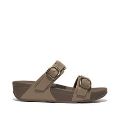 FIT FLOP MINKY GREY LULU ADJUSTABLE LEATHER SLIDE 