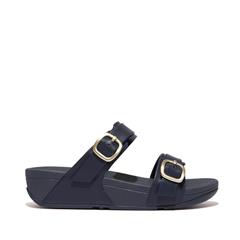 FIT FLOP MIDNIGHT NAVY LULU ADJUSTABLE LEATHER SLIDE 