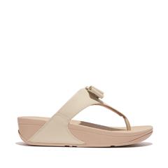 FIT FLOP STONE BEIGE LULU BOW LEATHER 