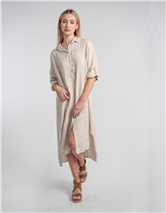 MADE IN ITALY BEIGE BUTTON DRESS