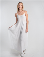 MADE IN ITALY WHITE COTTON LONG DRESS 
