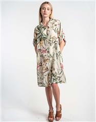 MADE IN ITALY GREEN MULTI-COLOURED FLORAL DRESS
