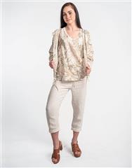 MADE IN ITALY BEIGE FLORAL MOTIF DETAIL JACKET