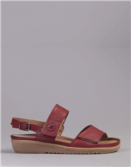 FROGGIE RED LEATHER DOUBLE BAND REMOVABLE FOOTBED SANDAL