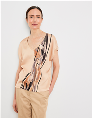 GERRY WEBER MULTI-COLOURED PATTERNED KNITTED DETAIL BLOUSE 