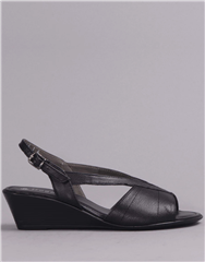 FROGGIE BLACK SLINGBACK WEDGE SANDAL