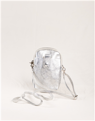  ITALIAN LEATHER SILVER SLINGBAG