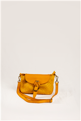  ITALIAN MUSTARD WOVEN LEATHER SLING BAG