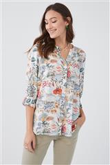 FDJ WHITE MULTICOLOUR 1/4 SLEEVE BLOUSE 