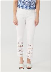 FDJ WHITE OLIVIA STRAIGHT EYELET ANKLE PANTS