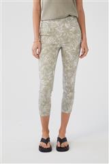 FDJ GREEN PALM SCRIBBLE SLIM CROP PANTS