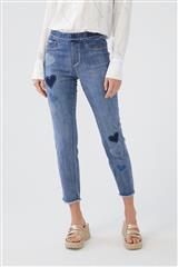 FDJ HEART APPLIQUE MEDIUM WASH ANKLE JEAN