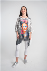 MADE IN ITALY WHITE ORANGE FACE DRESS