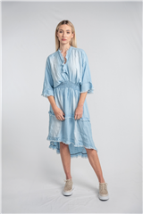 MADE IN ITALY BLUE DENIM FRILL DRESS