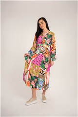 ROSELLA PINK ORANGE MULTI LONG DRESS 