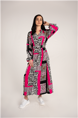 ROSELLA PINK LEOPARD PRINT MULTI LONG DRESS
