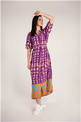 ROSELLA PURPLE ORANGE MULTI LONG DRESS 