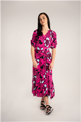 ROSELLA PINK BLACK LONG DRESS 