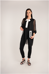 ROSELLA BLACK WHITE COLLAR TOP 