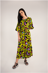 ROSELLA BLACK LIME LONG DRESS 