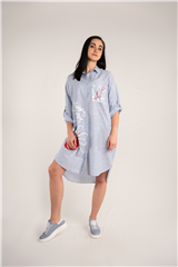 ROSELLA BLUE WHITE STRIPE DRESS 
