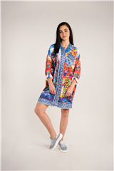 ROSELLA BLUE MULTI WOMEN SHIRT DRESS