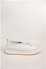 LONDON & LONDON WHITE LEATHER STITCHED SNEAKER