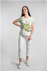 MADE IN ITALY GREEN MULTI LOVE HEART TOP